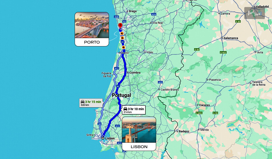 What Is The Lisbon To Porto Distance_