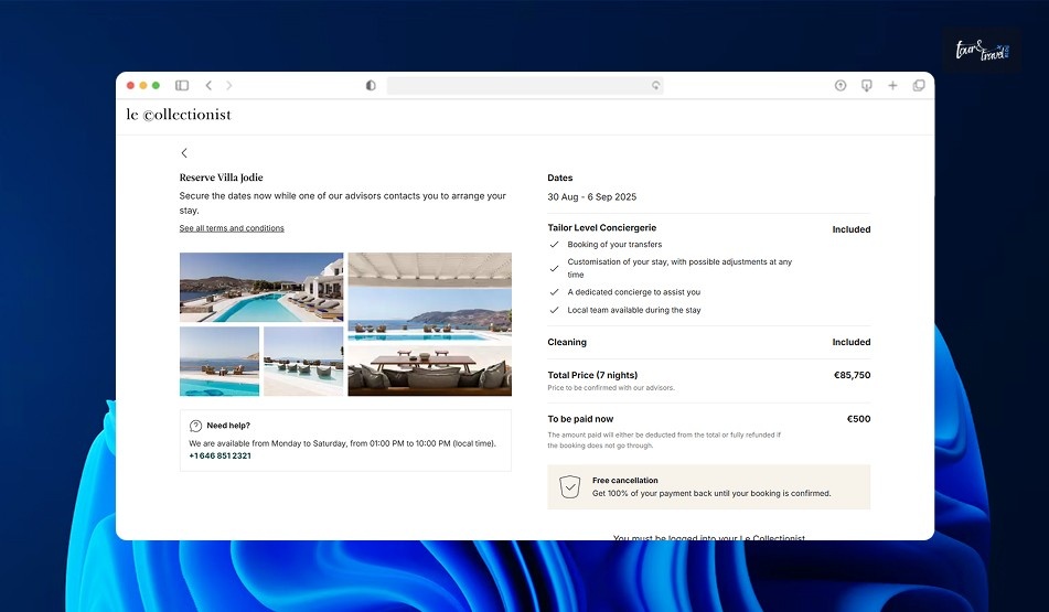 booking confirmation page